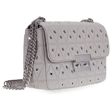 michael kors pearl gray satchel|Michael Kors pink studded purse.